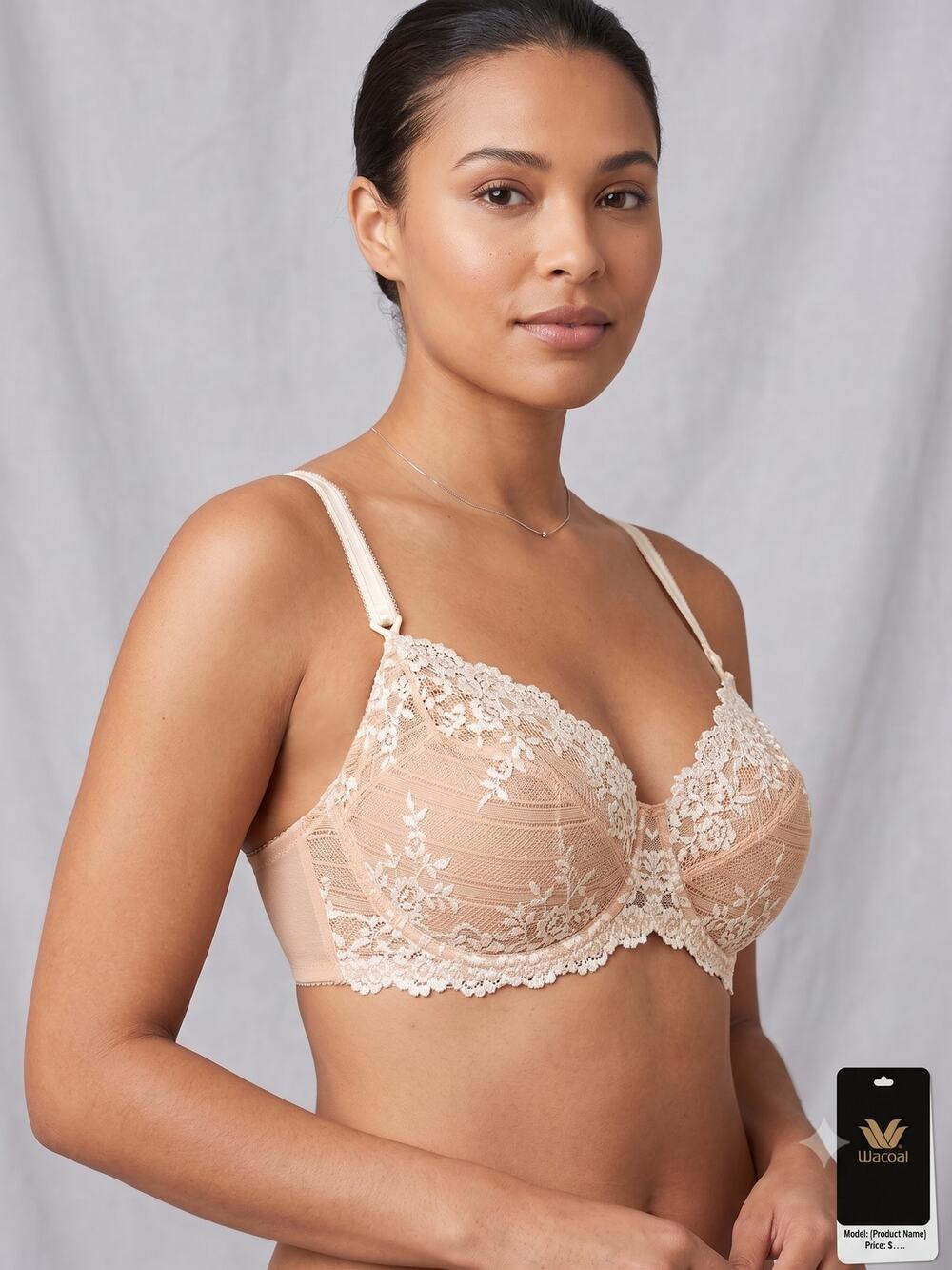 NWT Wacoal Embrace Lace Underwire Bra Womens 36DD Beige Floral Unlined Sheer